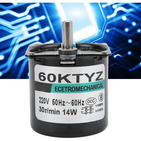 Moteur synchrone AC XD60KTYZ, moteur lent à aimant permanent de 14 W, micromoteur bidirectionnel contrôlable à couple élevé et à faible vitesse, arbre excentrique, 30 tr/min, AC220V. (1/5)