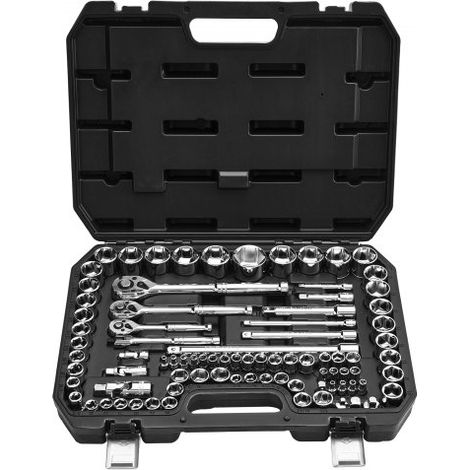 Juego de Vasos de 9,5/6,4/12,7 mm, SAE y Métrico, Juego de Herramientas con Llave de Trinquete, Accesorios y Estuche de Almacenamiento, Acero de Aleación CR-V, 450 x 345 x 95 mm, 86 uds (1/5)