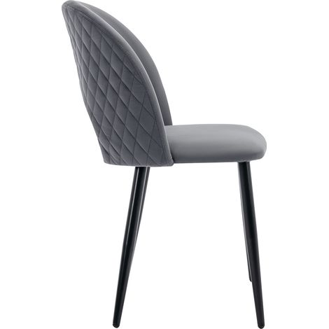 Juego de 2 sillas de comedor tapizadas en terciopelo gris con patas metálicas regulables (1/5)