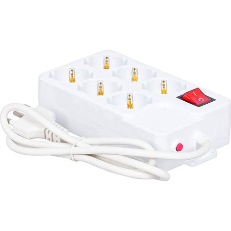 Multipresa Ciabatta Elettrica Con 6 Prese Schuko 10/16A Interruttore Spina 16A Cavo 1,5M Bianco
