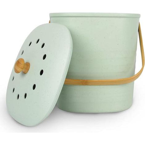 Seau à Compost 3,5L Vert - Poubelle Cuisine pour Tri Sélectif et Déchets Organiques - Composteur de Cuisine Compact, Idéal sous Évier, Facile à Nettoyer (1/5)