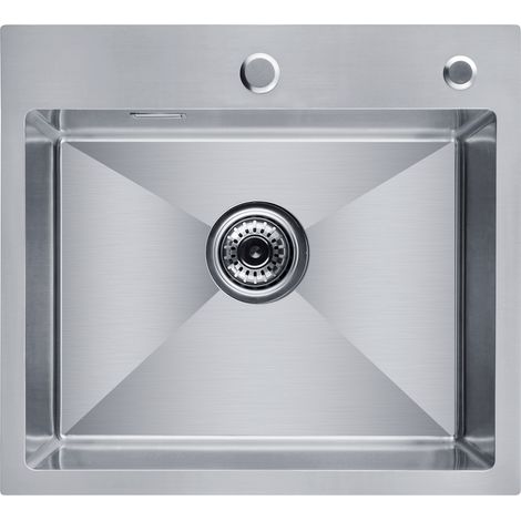 Cecipa Spülen mit 1 Becken 50 x 45 cm Edelstahl Spüle Einzelschüssel Küche, handgefertigte Küchenspüle, Einbau Spülbecken Edelstahl gebürstet