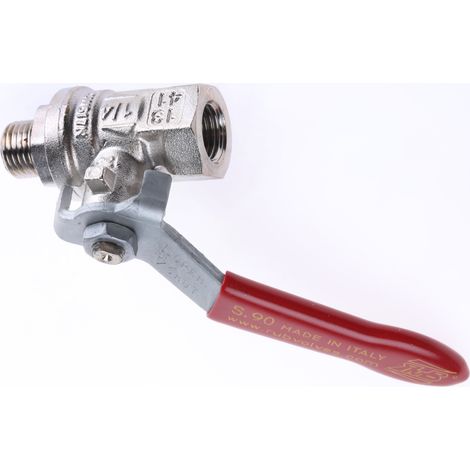 Robinet à boisseau sphérique haute pression en Laiton BSPP 1/4" Poignée Rouge 2 voies ( Prix pour 1 )