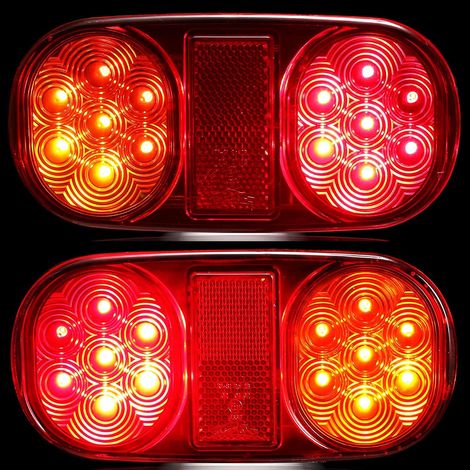 Feux de Remorque LED 12V - 2pcs Feu Arrière Étanche pour Camion, Remorque Agricole - Éclairage Homologué E-Mark (1/5)