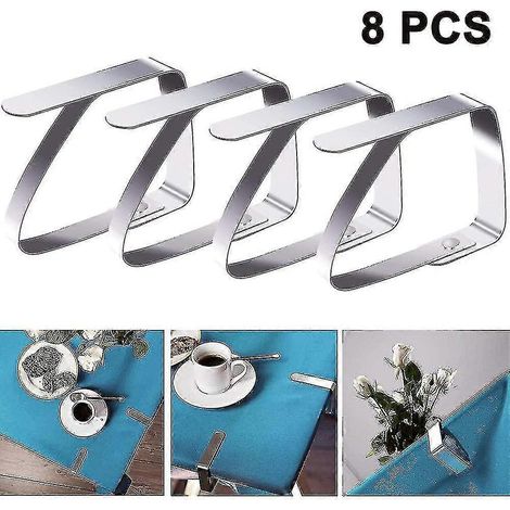 Lot de 8 pinces à nappe sans acier, taille S - Argent (1/5)