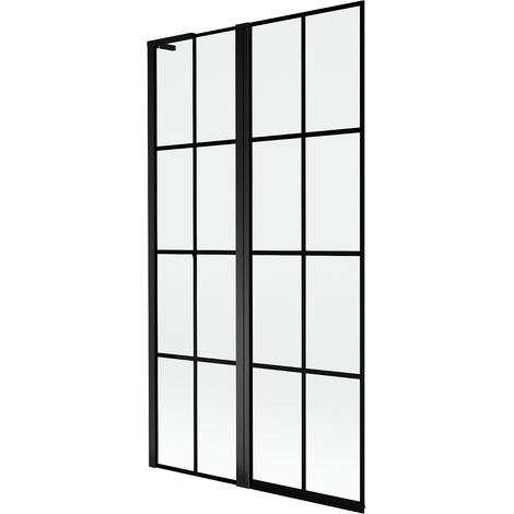 Mexen Mist L Duschwand 2-flügelig links 100 x 150 cm, schwarzes Gitter, schwarz - 8A9L-100-011-70-77-L (1/5)