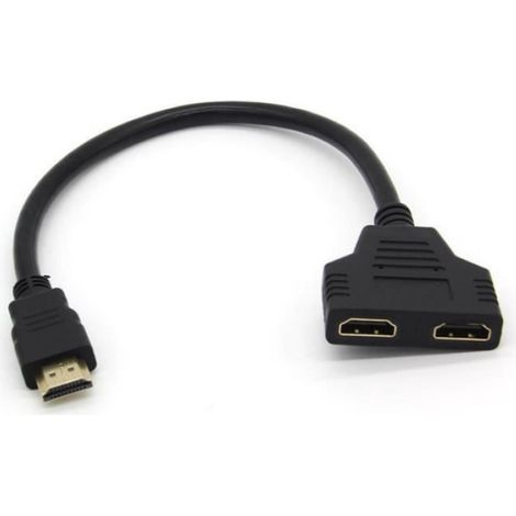 Adaptateur 2 ports Cable HDMI pour PC MICROSOFT Television TV Console Gold 3D FULL HD 4K Ecran 1080p Rallonge (1/4)