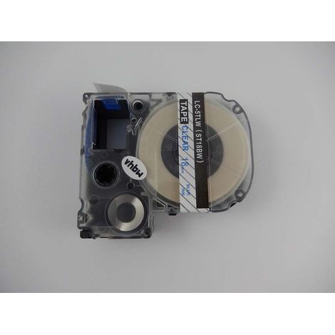 vhbw Label Tape Replacement for Epson LC-5TLW for Label Printer 18mm Blue on Transparent (1/2)