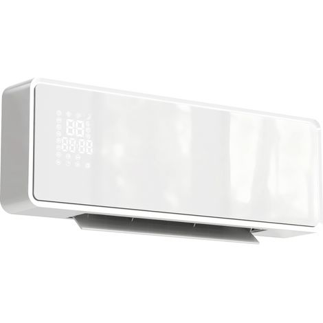 Beyamis Chauffage mural en céramique 1000/2000W, radiateur électrique, ventilateur, thermostat, minuterie, 54x18.7x12.3cm, blanc (1/5)