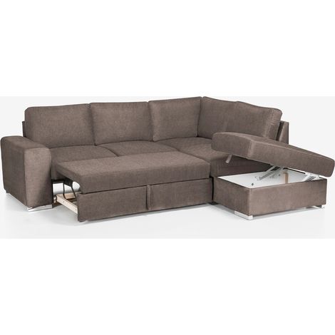 Schlafsofa 3-Sitzer mit rechter Chaiselongue und Stauraum Belka - Taupe (1/5)