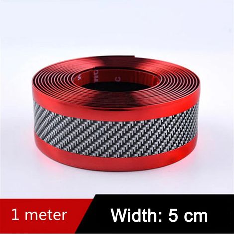 (ROUGE 5 cm) Autocollants anti-rayures en fibre de carbone pour voiture : protection de seuil de porte,film de protection pour pare-chocs,accessoires de décoration automobile (1/3)