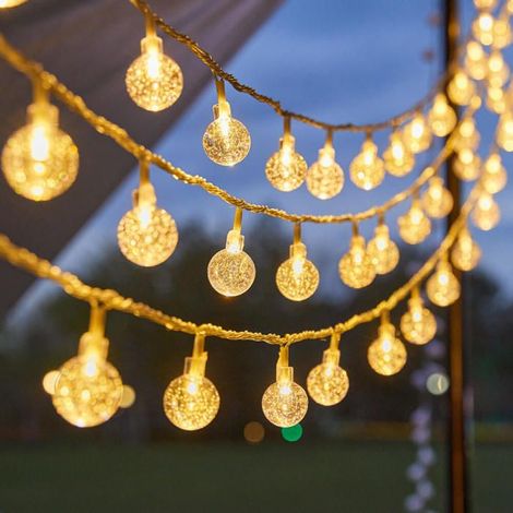 Guirlande lumineuse LED à bulles de 1,7 cm, 10 m, 80 LED, alimentation USB/piles, clignotante/fixe, décoration de Noël pour le campi (1/4)