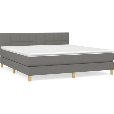 Lit à sommier tapissier avec matelas Gris foncé 160x200 Tissu 4 (1/5)