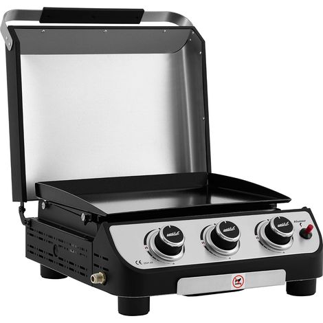 Royal Gourmet-Plancha à gaz extérieur 7,5 kW pour terrasse et jardin-3 brûleurs à réglage indépendant-Grande surface de cuisson 42 × 35,2 cm, avec couvercle