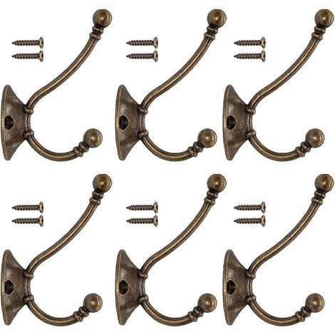 6 Pcs Patre Porte Manteau Murale Vintage Crochet Mtal De Porte Chapeau Crochet Rtro Pour Porte-manteau Salle De Bain Cuisine Fonte De Fer Laiton B (1/5)