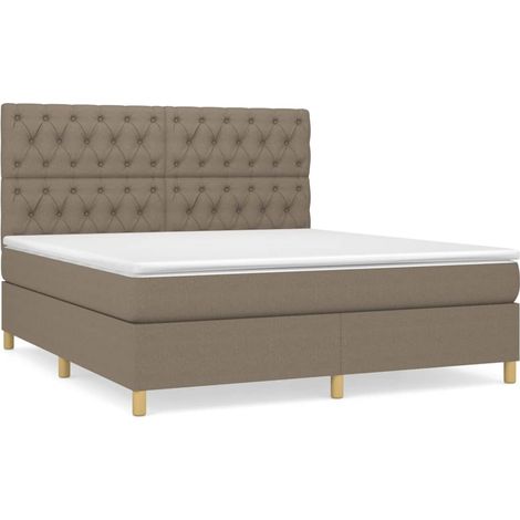 Sommier à lattes de lit avec matelas Taupe 160x200 Tissu (1/5)