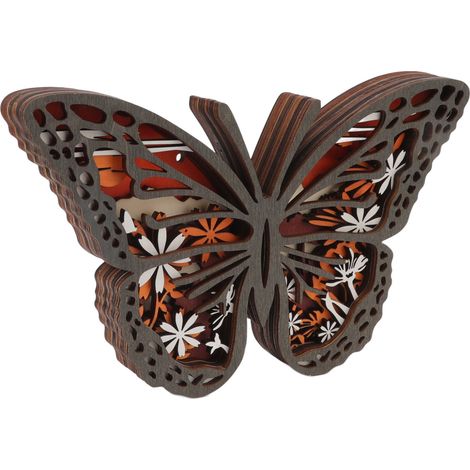 Ornements artisanaux en bois, papillon creux sculpté en 3D, décorations d'intérieur innovantes avec lumière (1/5)