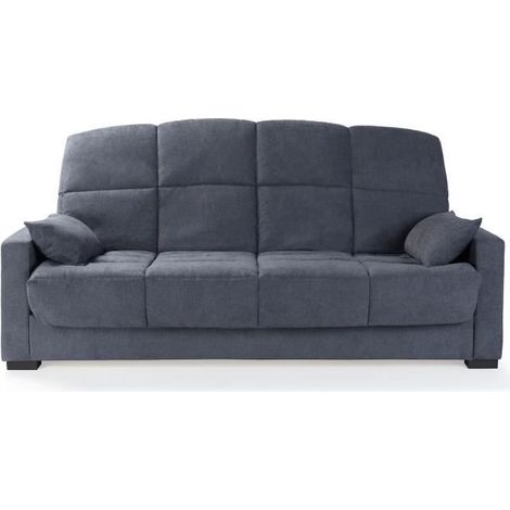 Canapé clic clac 3 places - Tissu gris - Matelas 17 cm - L223 x P96 x H 103 cm - MEGAN (1/5)
