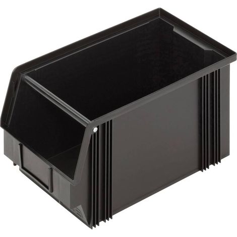 Alutec Contenedor de almacenamiento ESD negro apilable 20x20x35 cm