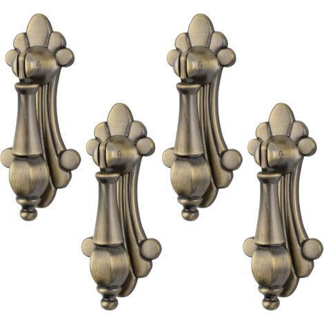 ALLIANDISLot de 4 poignées de suspension vintage en alliage de zinc sculpté en bronze pour armoires, armoires, placards, tiroirs, portes, meubles décoratifs (1/5)
