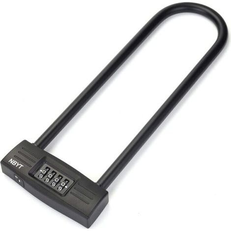Cadenas à combinaison en U - Réinitialisable - Sécurisez votre moto, vélo ou clôture avec cette anse solide. Également parfait comme serrure de porte de bureau, serrure longue de porte ou serrure (1/4)