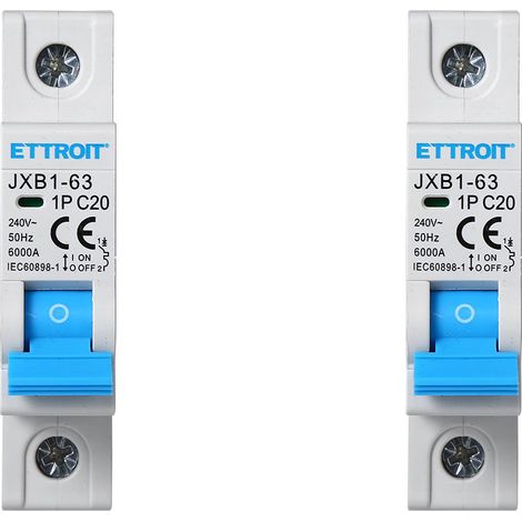 Interruttore magnetotermico automatico 1P 20A 220V 1 Moduli DIN Ettroit JXB1-63-1P-20A (1/4)
