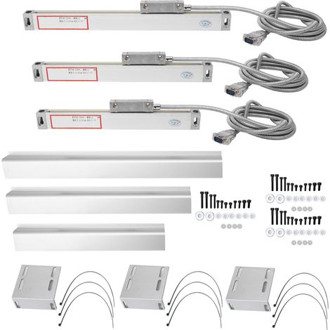 Lot de 3 règles de mesure linéaires haute précision pour afficheur numérique JCS900-2AE/JCS900-3AE, courses 0-100mm, 0-300mm, 0-500mm