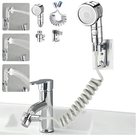 douchette adaptable sur robinet，Facile à laver les cheveux et à nettoyer les assiettes，douchette lavabo/ coiffeur/ evier，rallonge robinet lavabo (1/5)