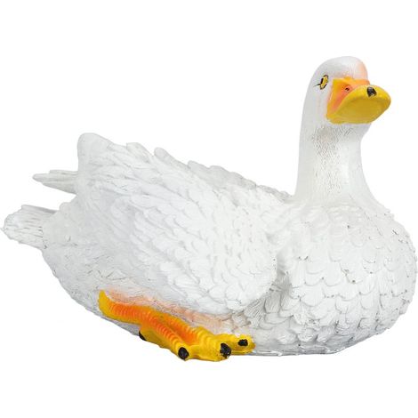 statue jardin exterieur-Statue de Canard Blanc Résine pour Jardin et Intérieur - Simulation Vivid et Innovante - Ornement Résistant aux Intempéries (27,5x14,5x16cm) (1/5)