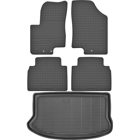 Set di tappetini in gomma per auto e tappetino per bagagliaio per Hyundai ix20 Minivan dal 2010 al 2018.