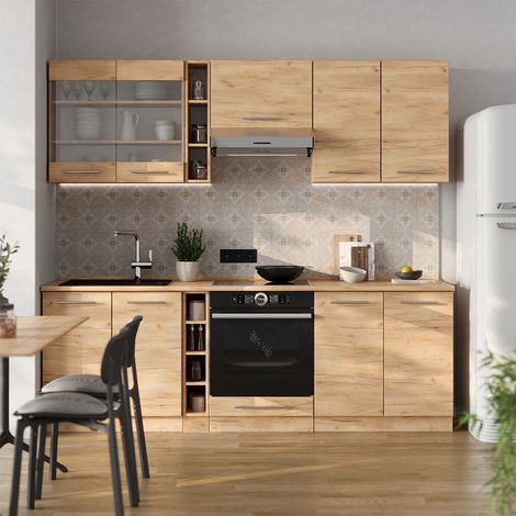 Mueble de cocina Fame-Line, Roble dorado, 235 cm sin encimera, Vicco (1/5)