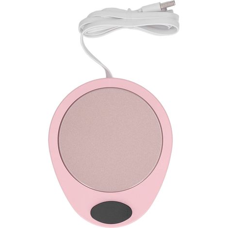 USB Mug Warmer Constant Temp Waterproof Adjustable Electric Beverage Heating Plate for Ceramic Coffee Cups Pink White