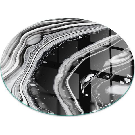 Plaque ronde décorative imprimée pour cheminée protection de sol avec impression décorative Vagues et lignes abstraites Ronde fi 90 (1/5)