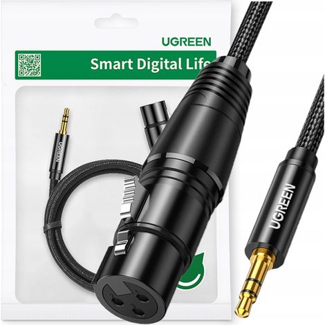 Cavo audio Ugreen mini jack da 3,5 mm (maschio) - XLR (femmina) 1 m nero (AV182) (1/5)