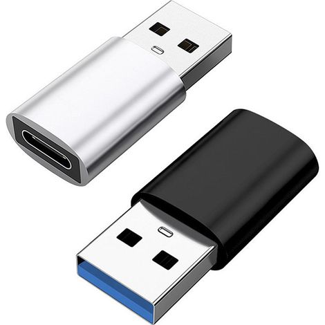 Adaptateur USB C Femelle vers USB A Mâle - USB 3.0 - 5 Gbps - Compatible Ordinateurs Portables Chargeurs Banques D Alimentation - Lot de 2