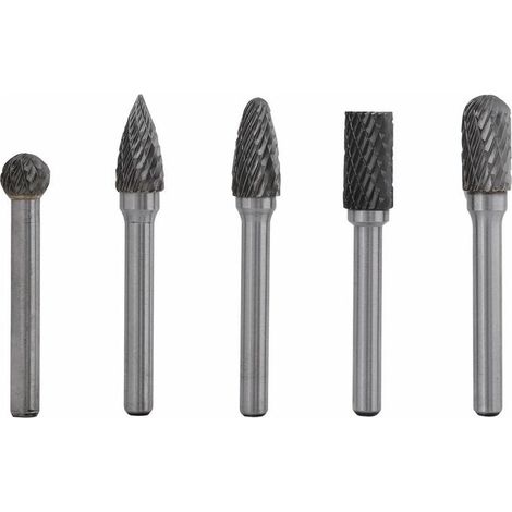 Juego de brocas, 5 fresas de acero de tungsteno, fresa de rectificado, vástago de 6 mm, cabezal de 10 mm, kit de fresas rotativas, fresas rotativas de carburo de tungsteno, fresas de carburo extremada (1/5)