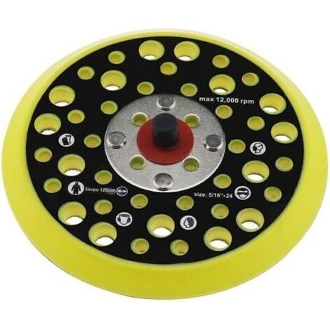 Plateau de Support 125mm 5 pouces Compatible avec Mirka Ceros/Deros 44 Trous 5/16 Fixation de Fil Ponceuse Crochet et Boucle Support Accessoires pour Outils Électriques,de (1/5)