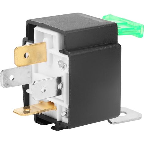 Relais 30A avec fusible, 12VDC, boîtier noir. (1/5)