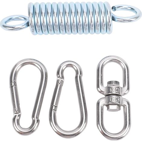 Kit de suspension pour hamac, ressort robuste, boucles à crochet rotatives à 360 degrés, pour porche, balançoire, chaise de jardin, capacité de charge de 550lb (1/5)