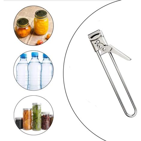Ouvre-boîte en acier inoxydable, ouvre-bouteille, ouvre-boîte multifonctionnel pour bocaux à vis, ustensile de cuisine, ouvre-boîte idéal pour les personnes âgées, les personnes souffrant d'arthrite e (1/5)