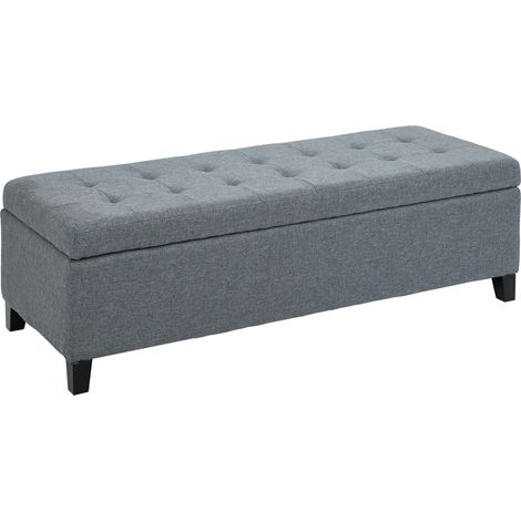 Banc coffre rembourré gris en polyester 125 x 49 x 41,5 cm (1/5)