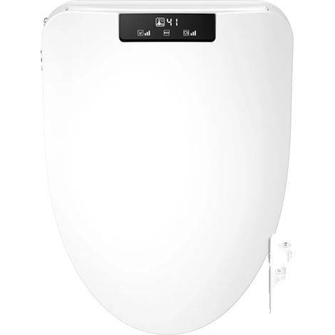 Siège de toilette intelligent, fonction chauffante, télécommande incluse, Taille courte blanche (1/2)