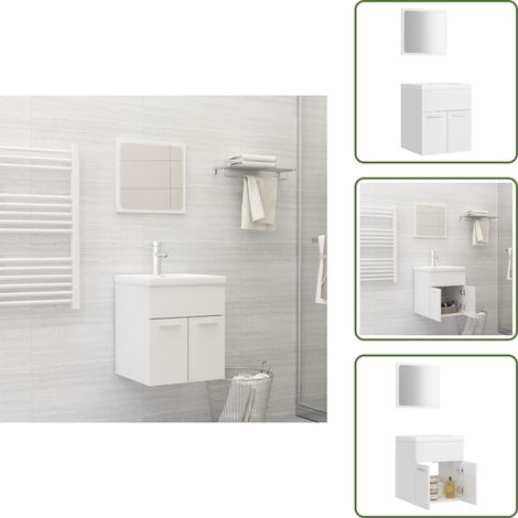 Espejo de baño - vidaXL Juego de muebles de baño madera de ingeniería blanco brillo - Baño moderno