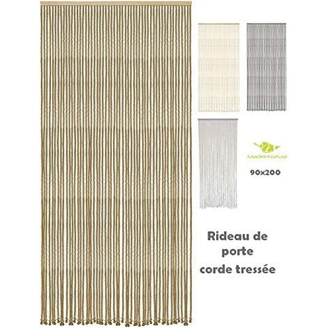 Rideau de Porte Coton Polyester Corde tressée qualité supérieure,Largeur 90 cm x Longueur 200 cm, Plusieurs modèles aux Choix - Jute 54 Brins. (1/3)