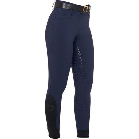 36 IT, Bianco: Pantaloni equitazione da donna a vita alta con grip ginocchio e fodera in pile