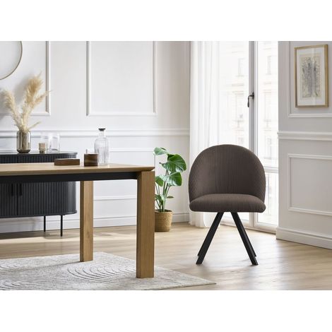 BOBOCHIC - Lot de chaises LALIE tissu velours côtelé et pieds étoile Marron (1/5)