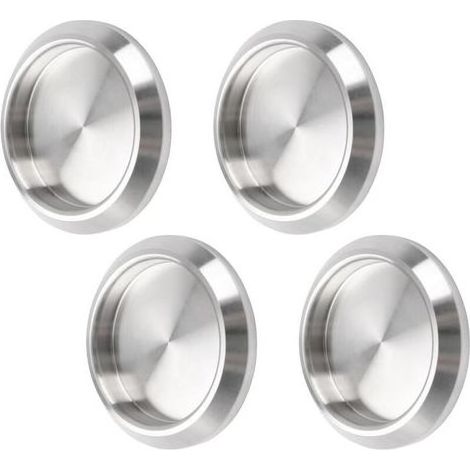 Lot de 4 poignées de porte de placard auto-adhésives en acier inoxydable - Poignées de porte de placard de cuisine encastrées - Poignée de porte invisible - Gris (1/5)