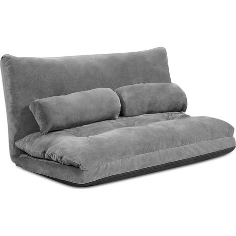 Divano da pavimento pieghevole 170 x 163 x 24 cm trasformabile schienale regolabile in 6 posizioni design moderno in velluto a coste grigio 200011013