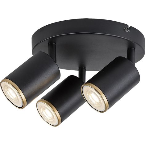 Plafonnier orientable Nolie 3xGU10 noir mat et doré Rabalux (1/5)