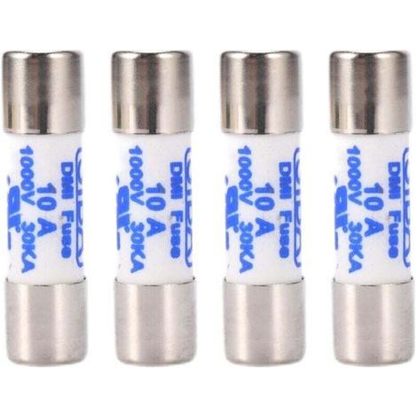Set di 4 multimetri, 10 fusibili cilindrici in ceramica, 38 mm, 1000 V, 10 A, bianchi (1/4)